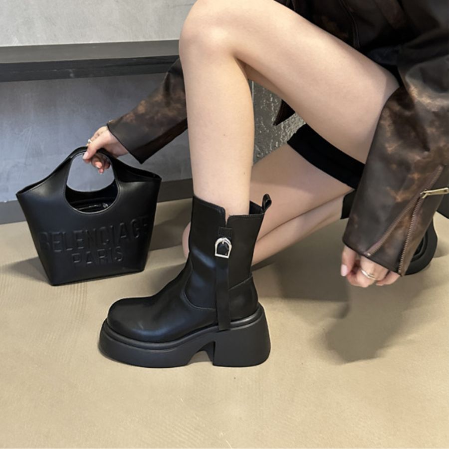 Giày Boots Nữ TGG A863-6 Màu Trắng Da Pu Size 37