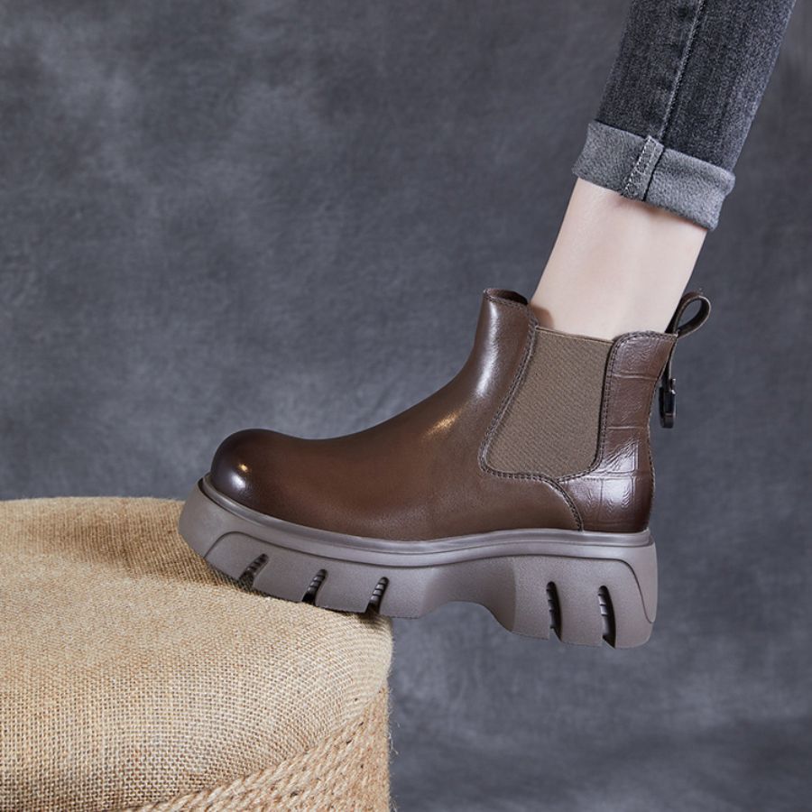 Giày Boots Nữ TGG 37532 Màu Nâu Da Mềm Size 37