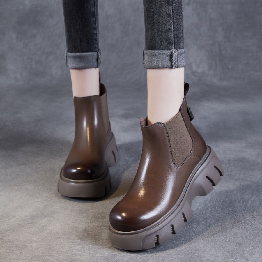 Giày Boots Nữ TGG 37532 Màu Nâu Da Mềm Size 37