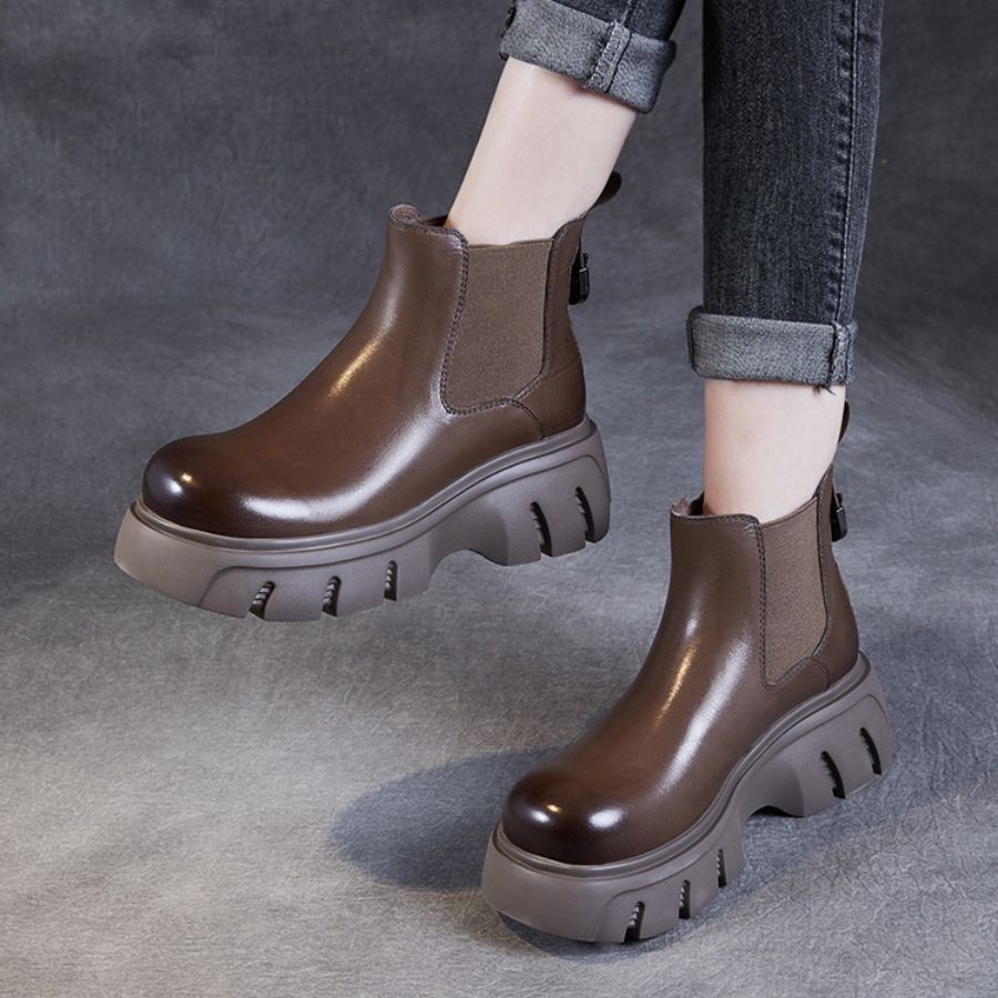 Giày Boots Nữ TGG 37532 Màu Nâu Da Mềm Size 37