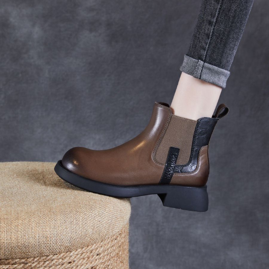 Giày Boots Nữ TGG 37535 Màu Nâu Da Trơn Size 39