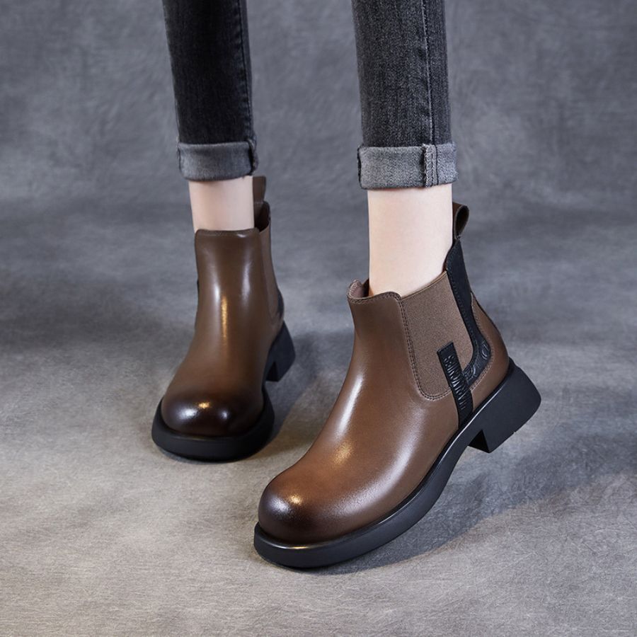 Giày Boots Nữ TGG 37535 Màu Nâu Da Trơn Size 39