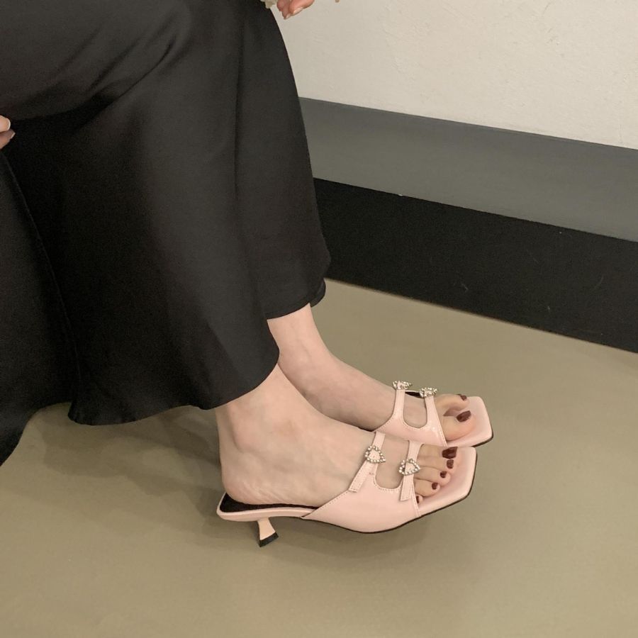 Dép Cao Gót Nữ TGG UN7667-1 Màu Hồng Da Mềm Size 37