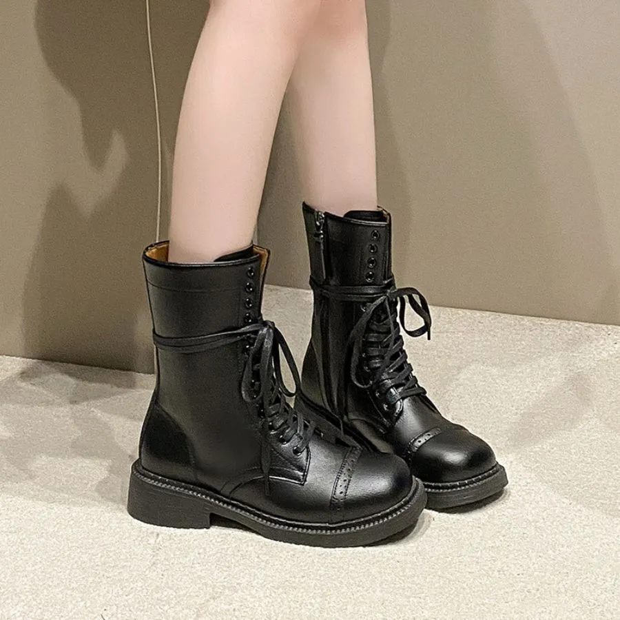 Giày Boots Nữ TGG SW6653 Màu Đen Da PU Size 36