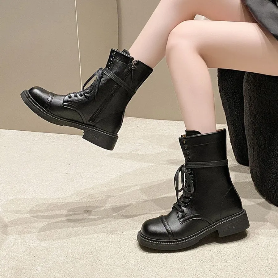 Giày Boots Nữ TGG SW6653 Màu Đen Da PU Size 36