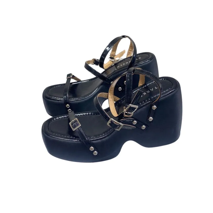 Dép Sandal Nữ TGG SW8-813 Màu Đen Da Trơn Size 37