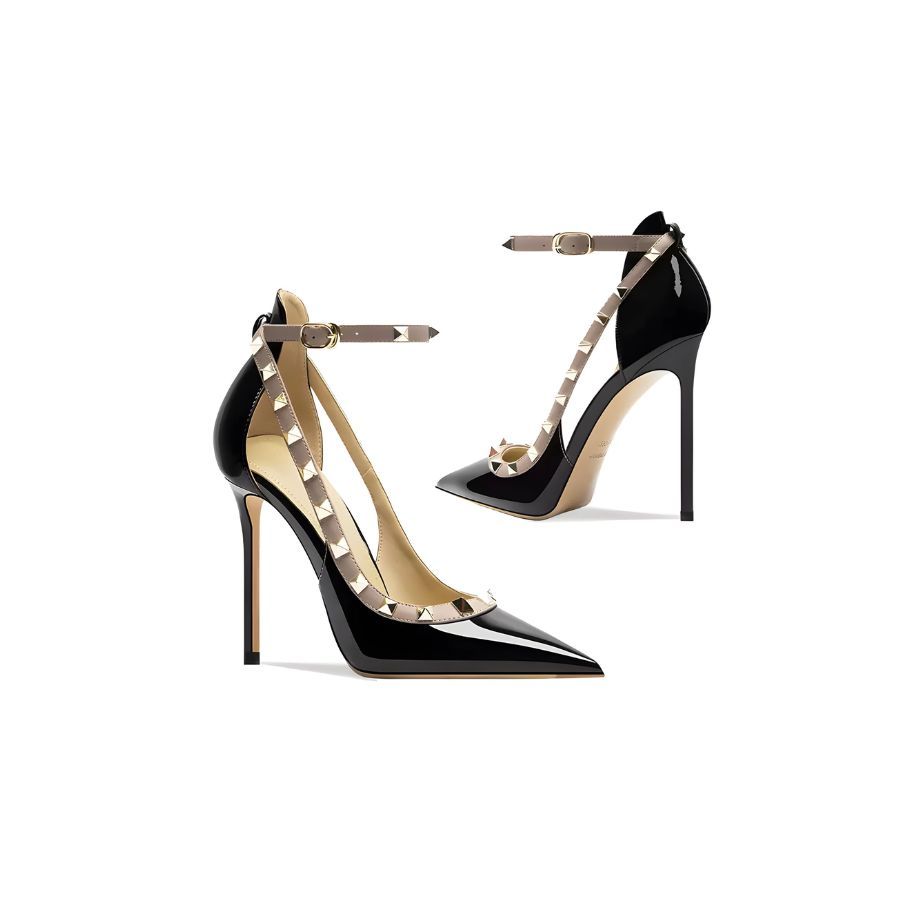 Giày Cao Gót Nữ TGG P015 Màu Xám Kem Da Trơn Size 36