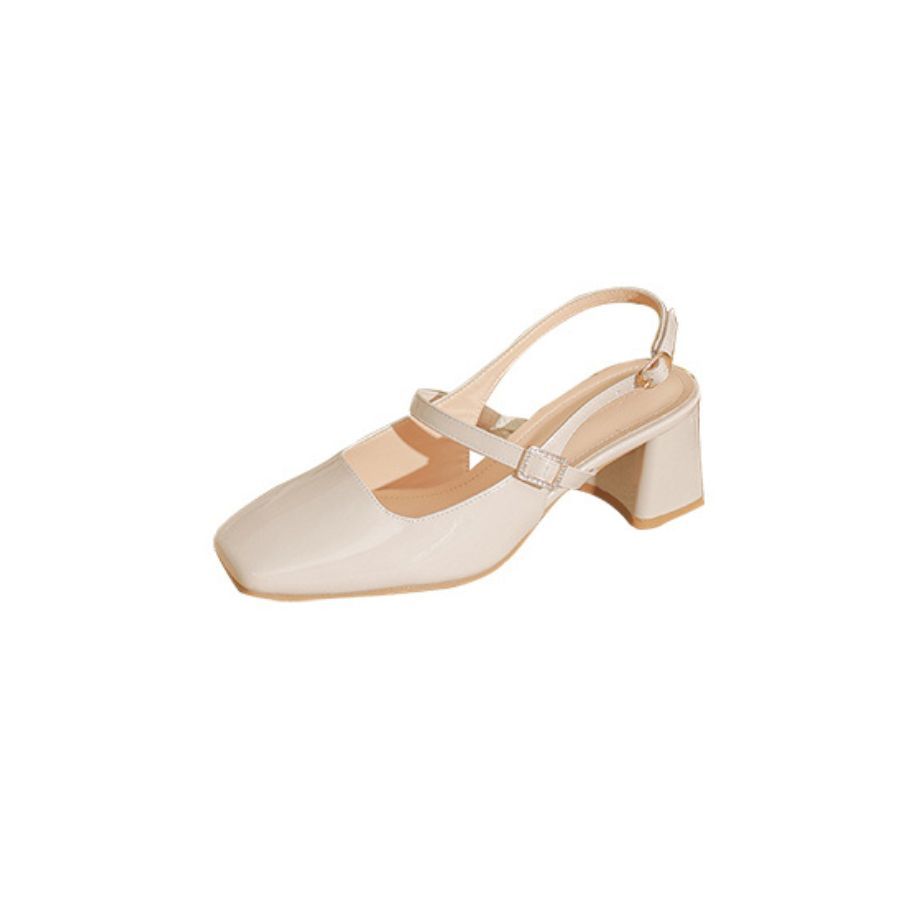 Giày Hở Gót Nữ TGG 3370-C2 Màu Đen Da Bóng Size 39