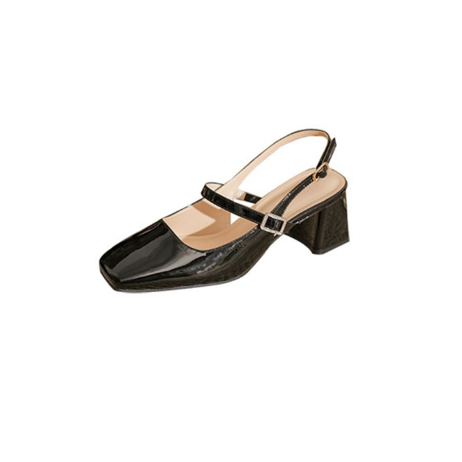 Giày Hở Gót Nữ TGG 3370-C2 Màu Đen Da Bóng Size 39