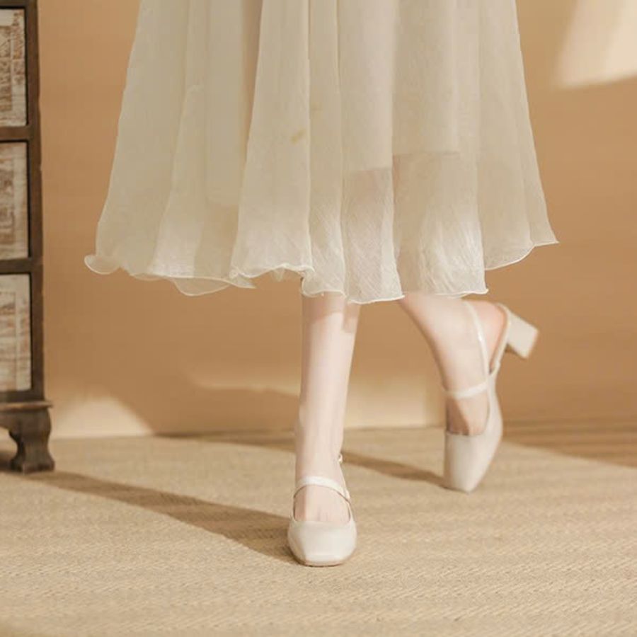 Giày Hở Gót Nữ TGG 3370-C2 Màu Đen Da Bóng Size 39