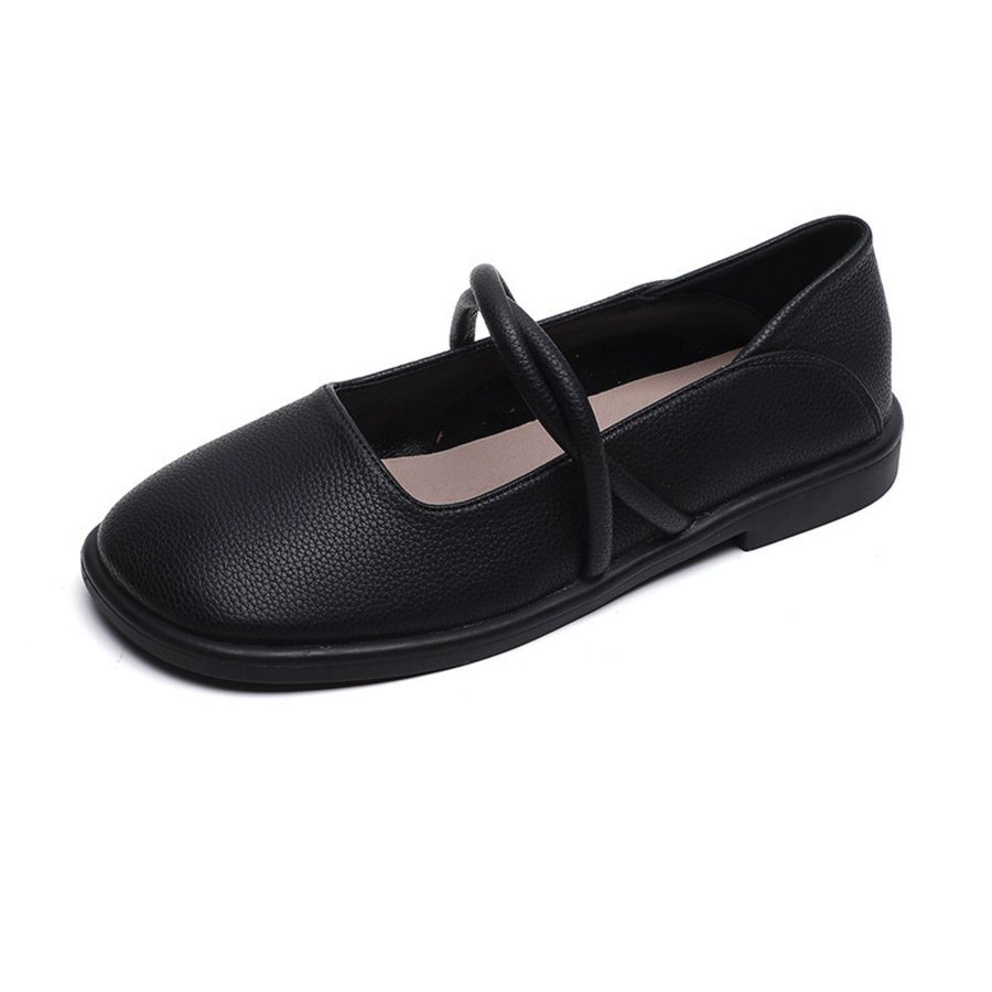 Giày Búp Bê Nữ TGG 719-1 Màu Đen Da Sần Size