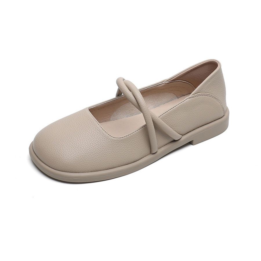 Giày Búp Bê Nữ TGG 719-1 Màu Trắng Da Sần Size 36