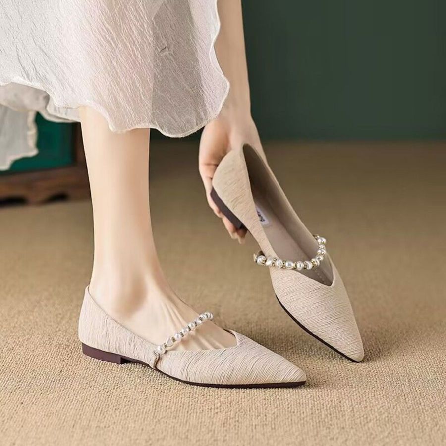 Giày Búp Bê Nữ TGG 373-1 Màu Kaki Vải Viscose Size 36