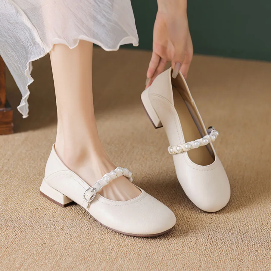 Giày Búp Bê Nữ TGG 601-6 Màu Trắng Da Mềm Size 36