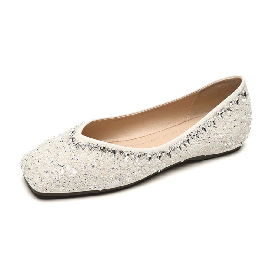 Giày Búp Bê Nữ TGG 5933-6V Màu Trắng Da Mềm Size 37