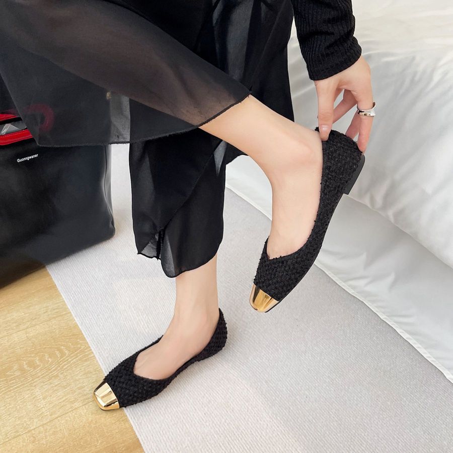 Giày Búp Bê Nữ TGG 3661 Màu Đen Da Mềm Size 37