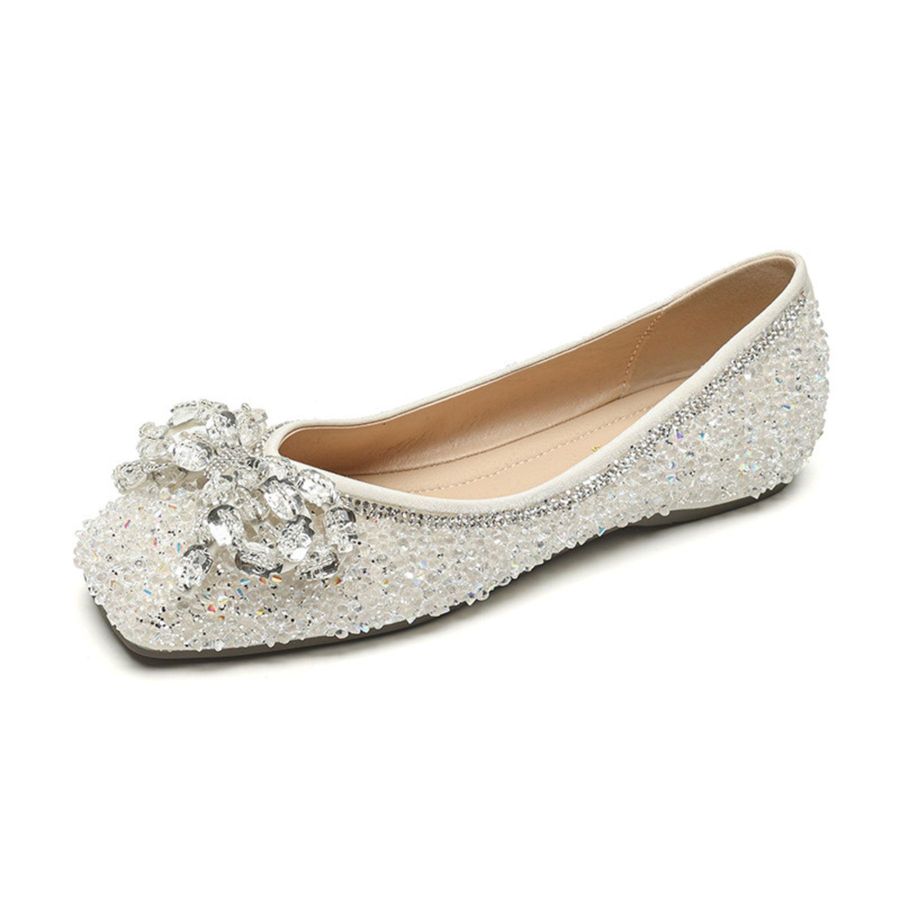 Giày Búp Bê Nữ TGG 5933-5V Màu Trắng Da Mềm Size 38
