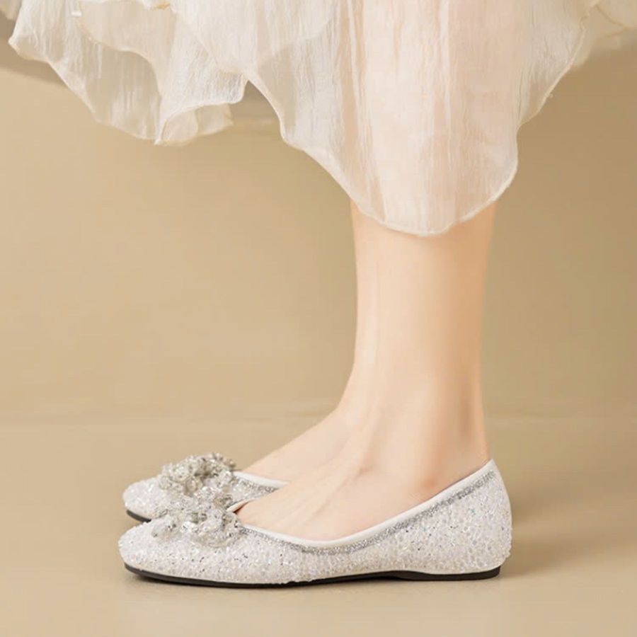 Giày Búp Bê Nữ TGG 5933-5V Màu Trắng Da Mềm Size 38