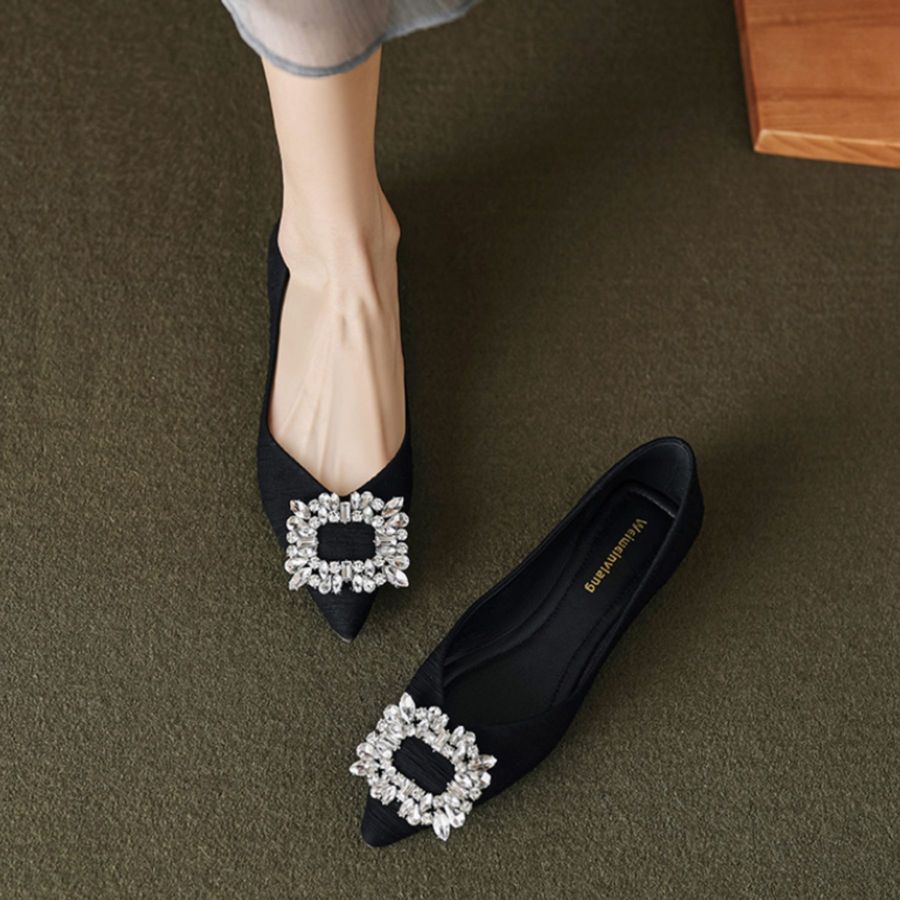 Giày Búp Bê Nữ TGG 889-1 Màu Đen Vải Viscose Size 37