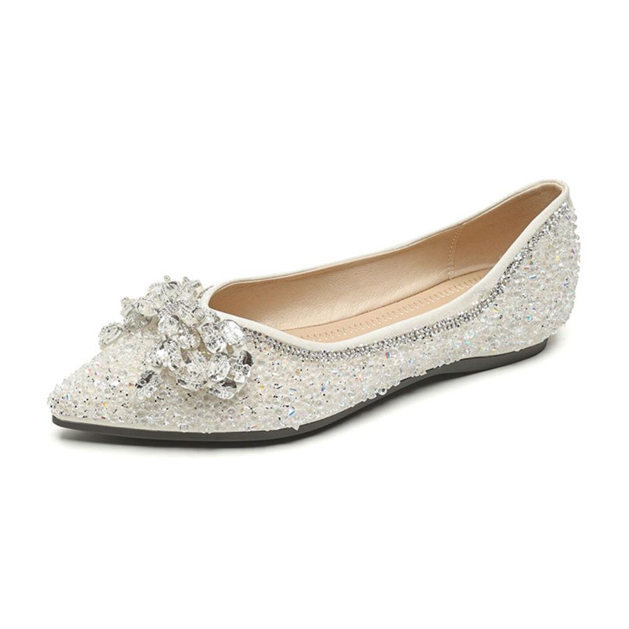 Giày Búp Bê Nữ TGG 5933-5N Màu Trắng Da Mềm Size 37