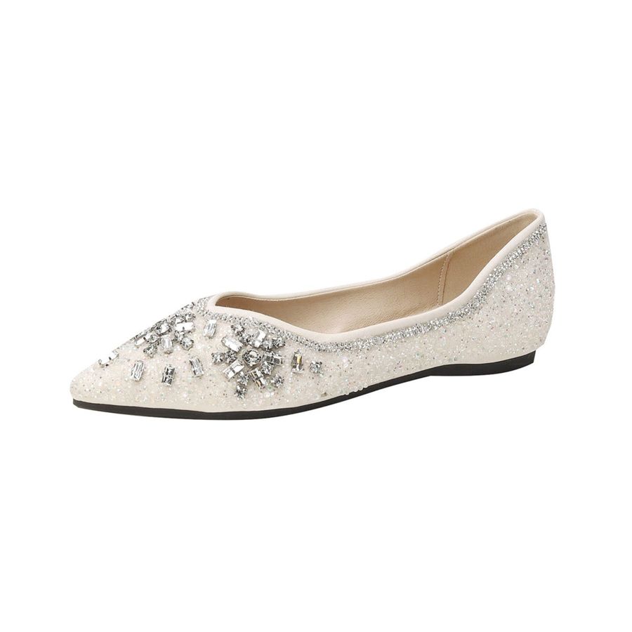 Giày Búp Bê Nữ TGG 5933-11N Màu Trắng Da Mềm Size 37