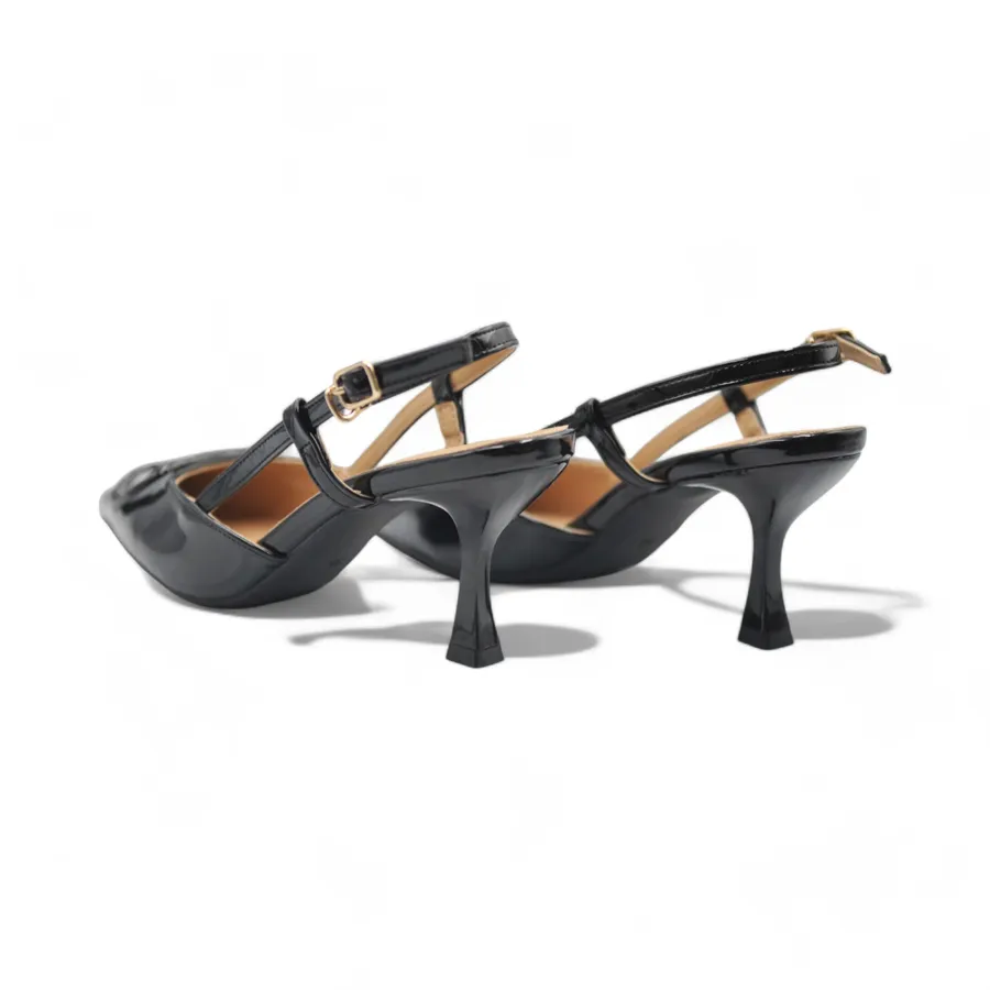 Giày Cao Gót Nữ TGG 760-1 Da Bóng Màu Đen Size 37