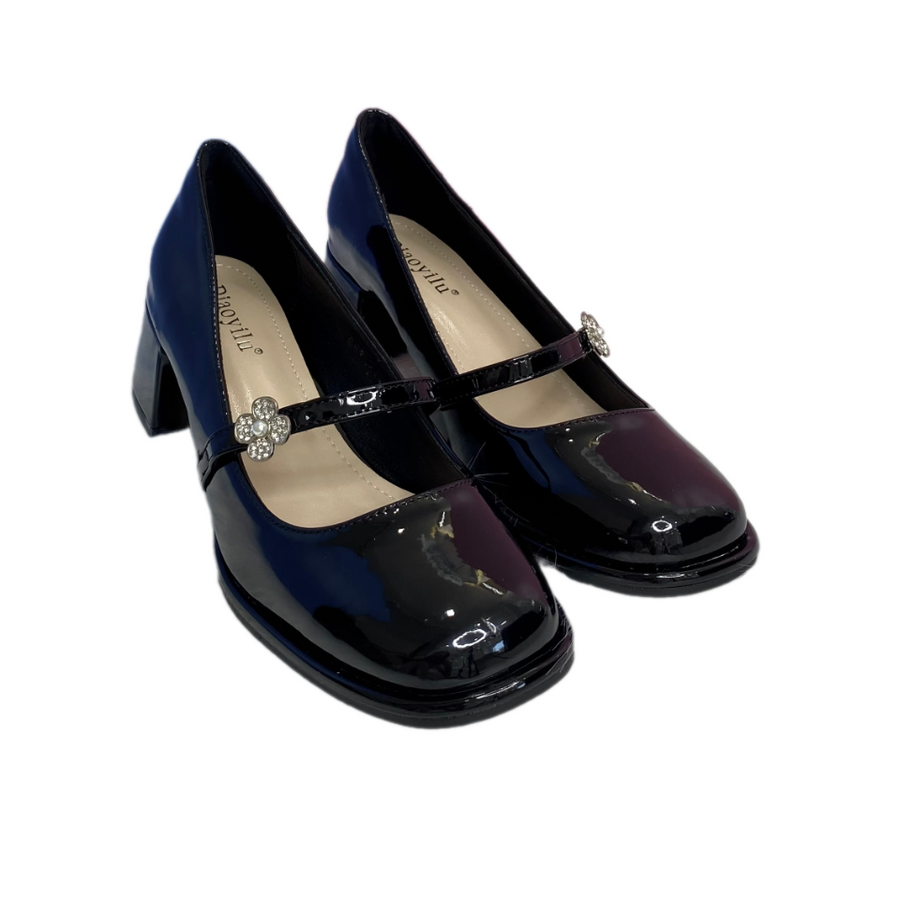 Giày Cao Gót Nữ TGG 666-A80 Màu Đen Da Bóng Size 36