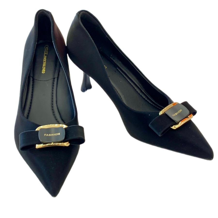 Giày Cao Gót Nữ TGG 668-29 Màu Đen Da Lụa Size 36