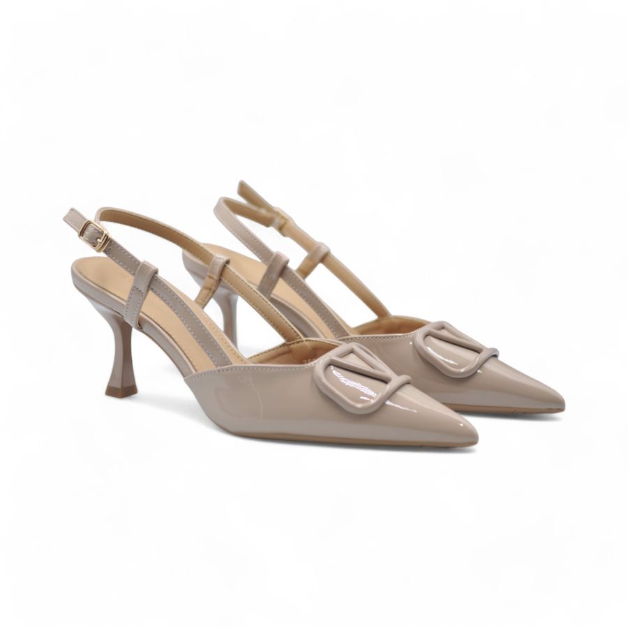 Giày Cao Gót Nữ TGG 760-1 Da Bóng Màu Nude Size 38