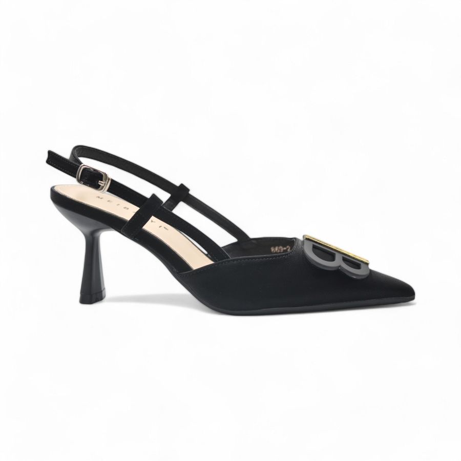 Giày Cao Gót Nữ TGG 869-2 Da Lụa Màu Đen Size 36