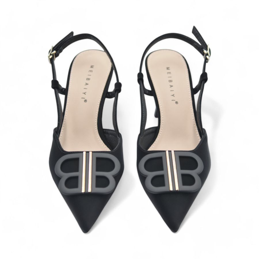 Giày Cao Gót Nữ TGG 869-2 Da Lụa Màu Đen Size 36
