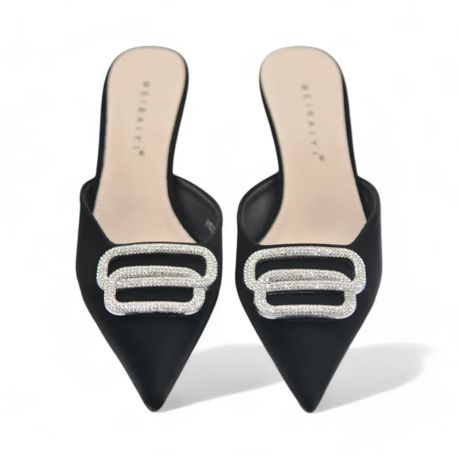 Giày Cao Gót Nữ TGG H88-40 Da Lụa Màu Đen Size 35