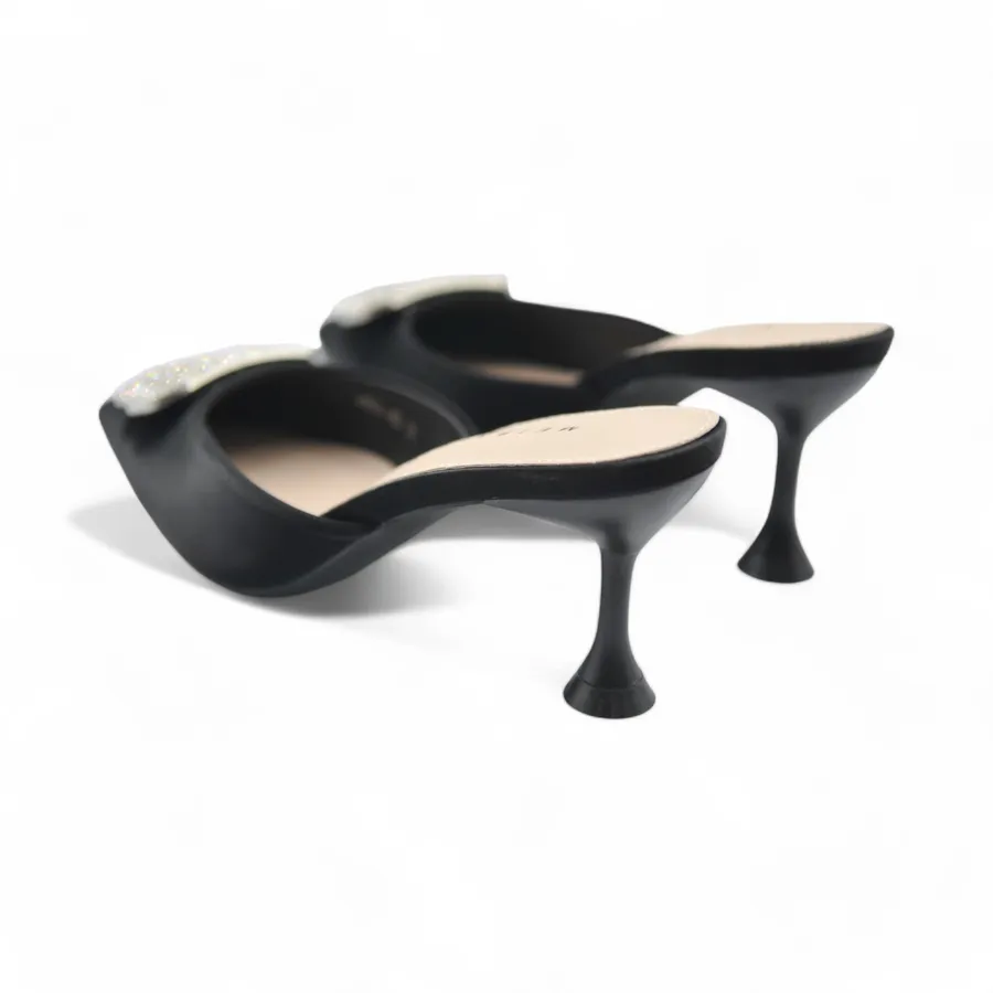 Giày Cao Gót Nữ TGG H88-40 Da Lụa Màu Đen Size 35