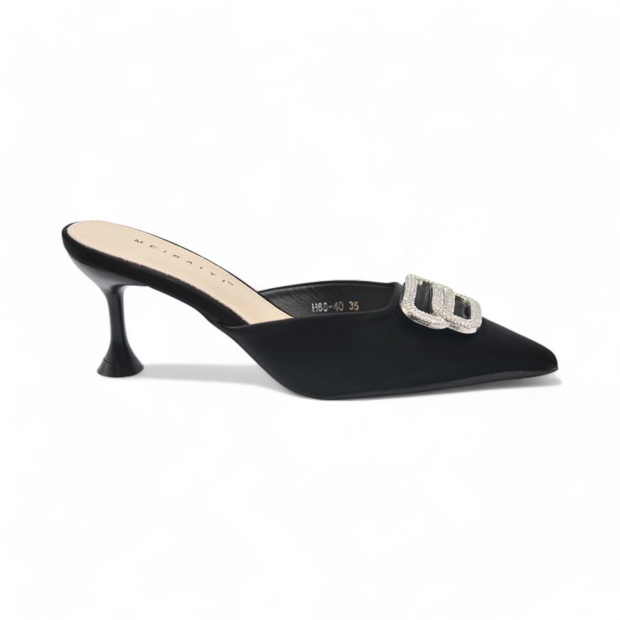 Giày Cao Gót Nữ TGG H88-40 Da Lụa Màu Đen Size 36