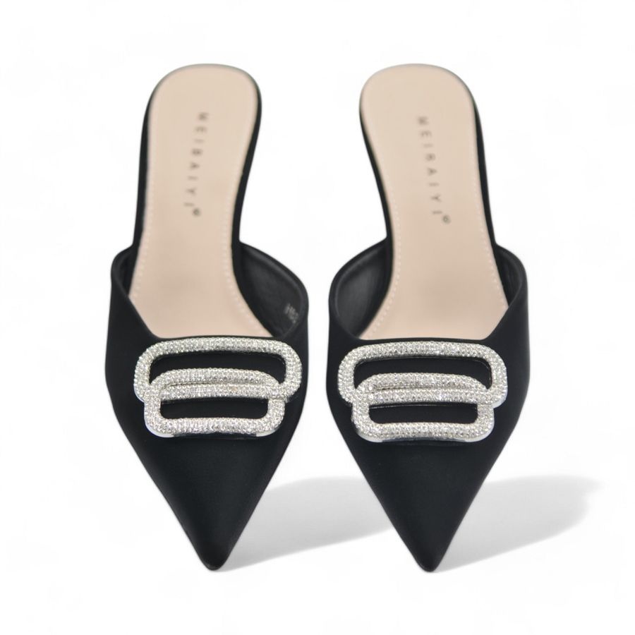 Giày Cao Gót Nữ TGG H88-40 Da Lụa Màu Đen Size 36