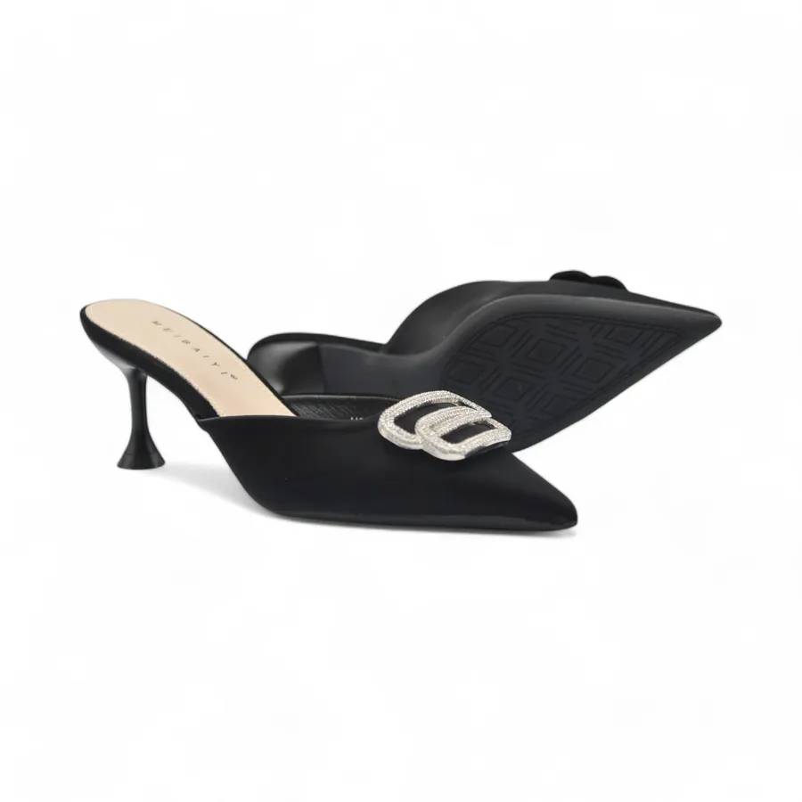 Giày Cao Gót Nữ TGG H88-40 Da Lụa Màu Đen Size 37