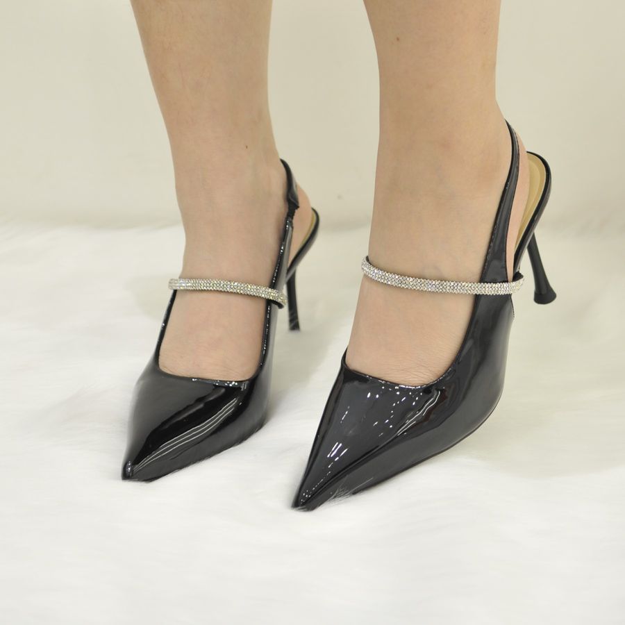 Giày Cao Gót Nữ TGG W5326 Màu Đen Da Bóng Size 36