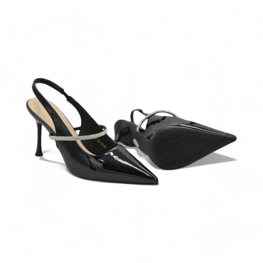 Giày Cao Gót Nữ TGG W5326 Màu Đen Da Bóng Size 36