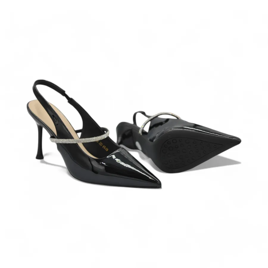 Giày Cao Gót Nữ TGG W5326 Màu Đen Da Bóng Size 37