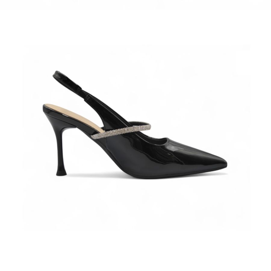 Giày Cao Gót Nữ TGG W5326 Màu Đen Da Bóng Size 38