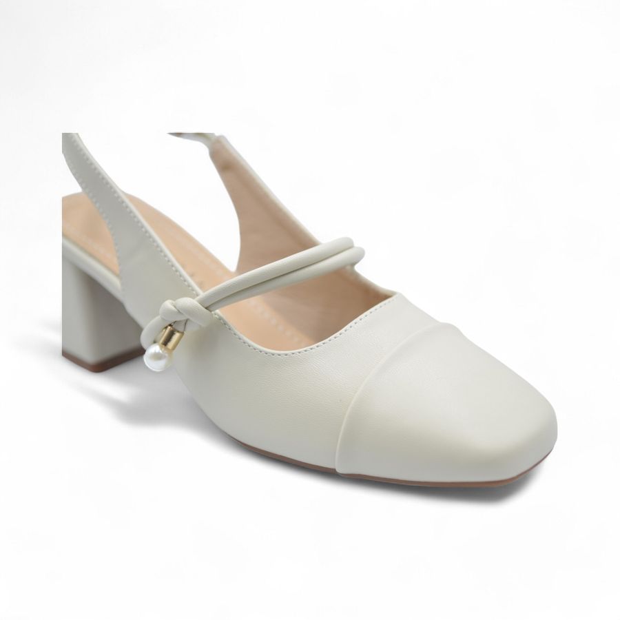 Giày hở gót TGG 99-8 Da Lì Màu Trắng Sữa Size 36