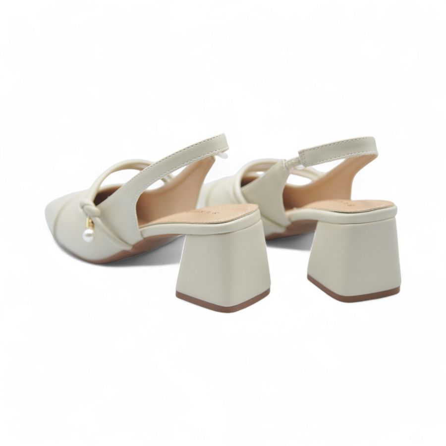 Giày hở gót TGG 99-8 Da Lì Màu Trắng Sữa Size 36