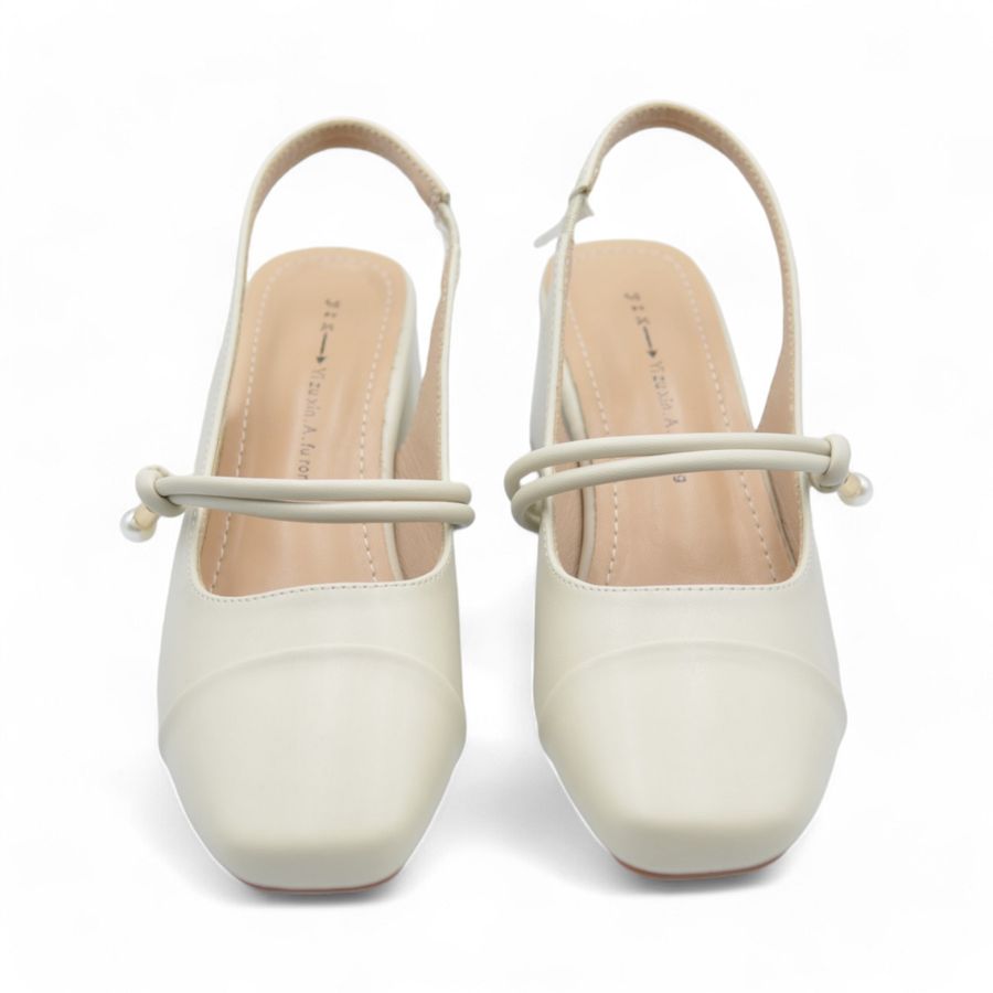 Giày hở gót TGG 99-8 Da Lì Màu Trắng Sữa Size 36