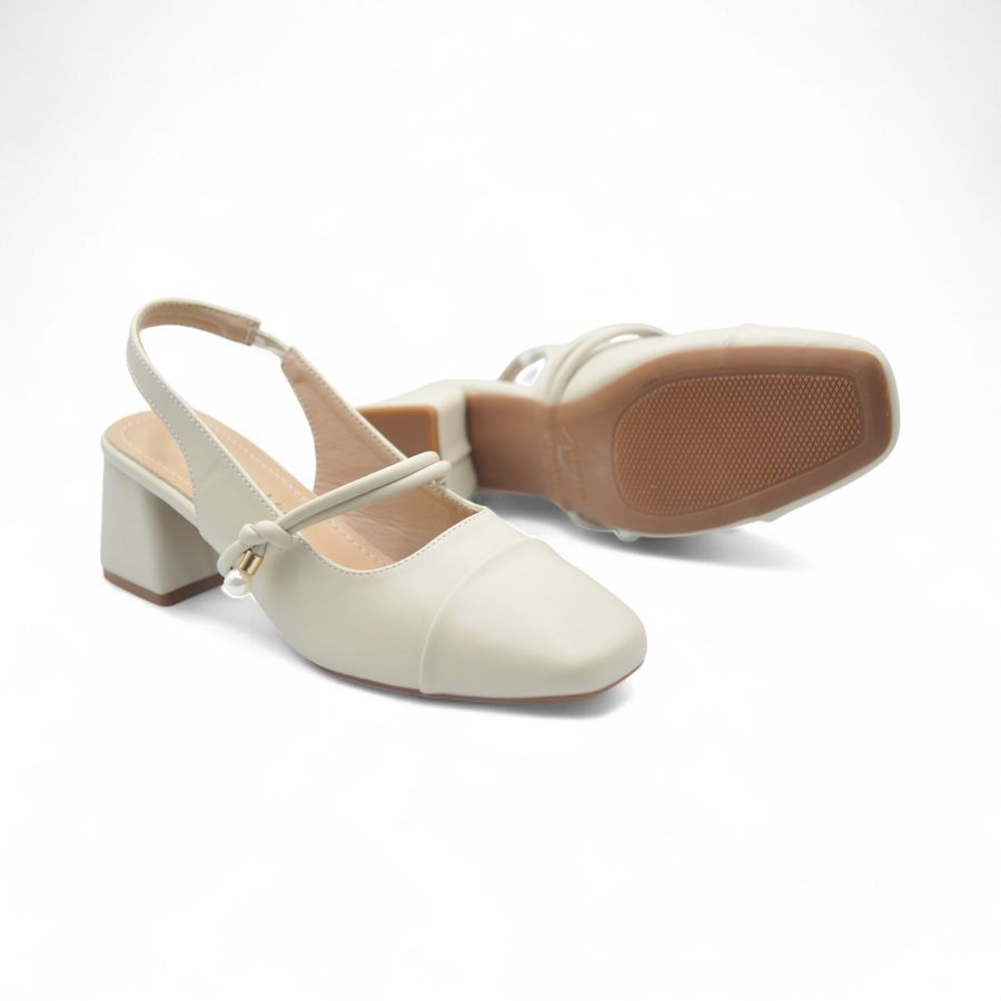 Giày hở gót TGG 99-8 Da Lì Màu Trắng Sữa Size 36