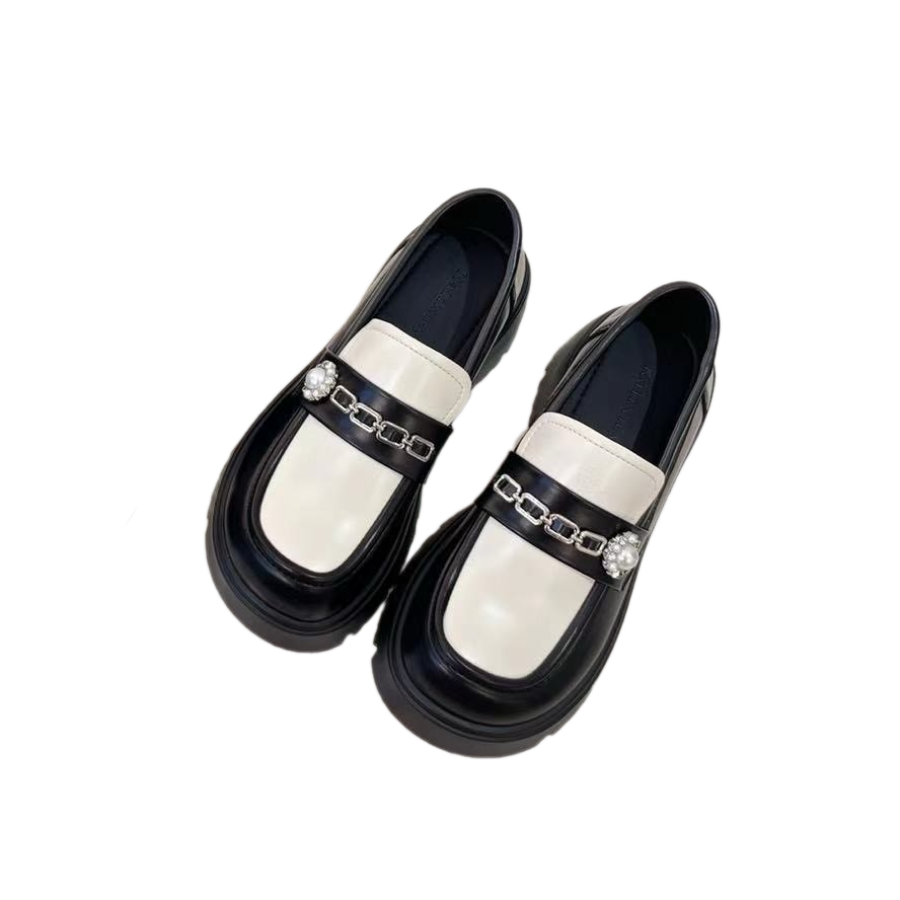 Giày Loafer Nữ TGG KL98818 Màu Trắng Đen Size 36