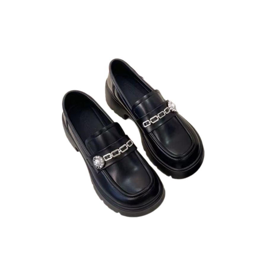 Giày Loafer Nữ TGG KL98818 Màu Trắng Đen Size 36
