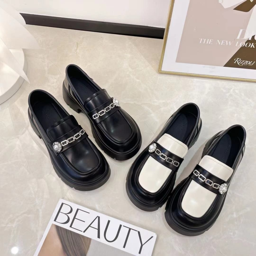 Giày Loafer Nữ TGG KL98818 Màu Trắng Đen Size 36