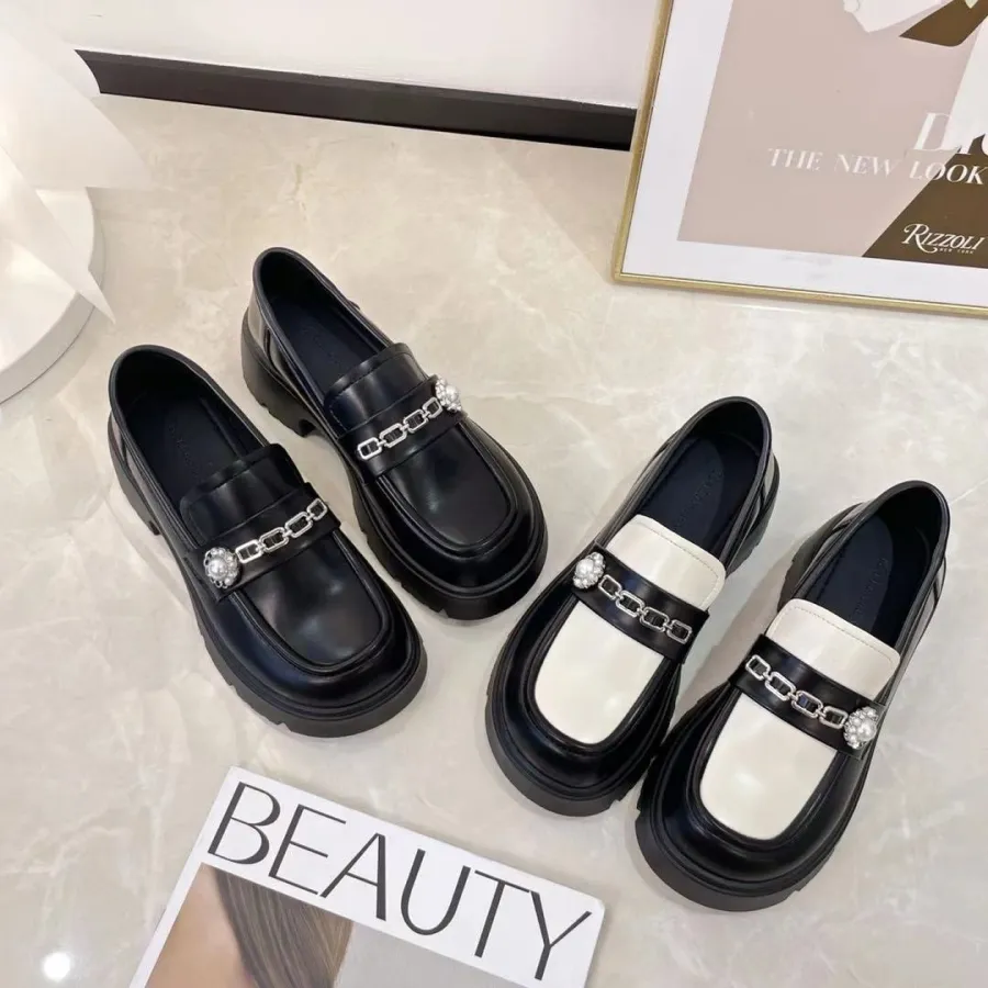 Giày Loafer Nữ TGG KL98818 Màu Trắng Đen Size 38
