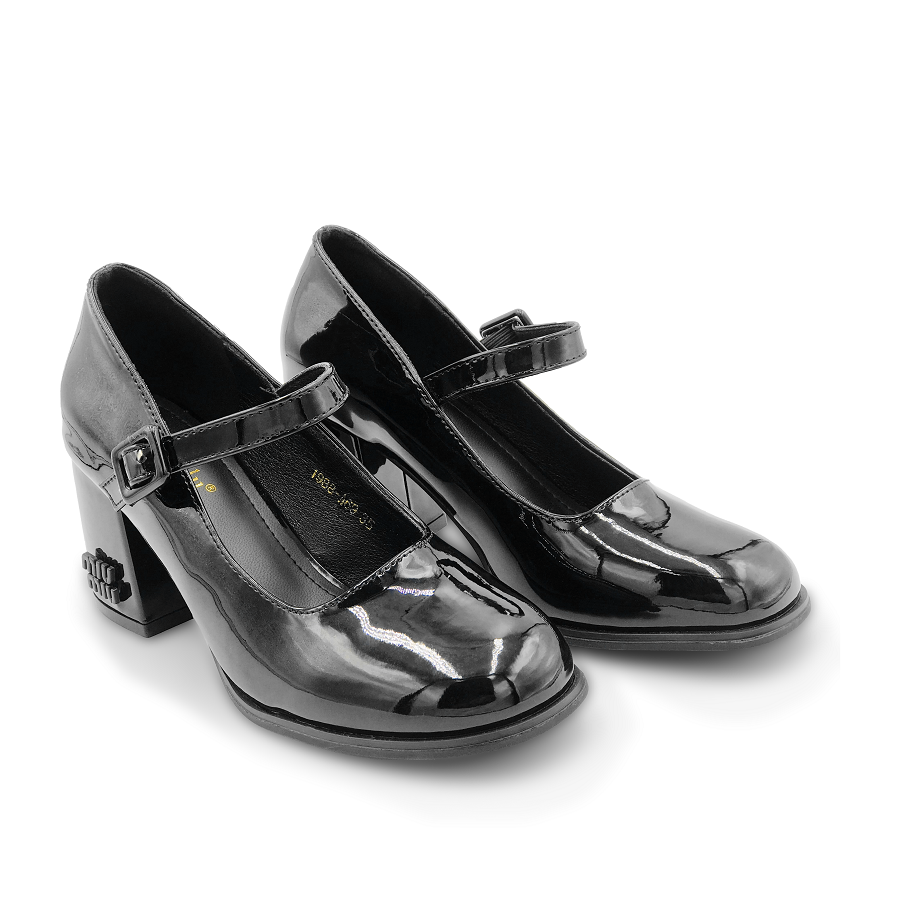 Giày Mary Jane Nữ TGG 1988-A69 Màu Đen Da Bóng Size 38