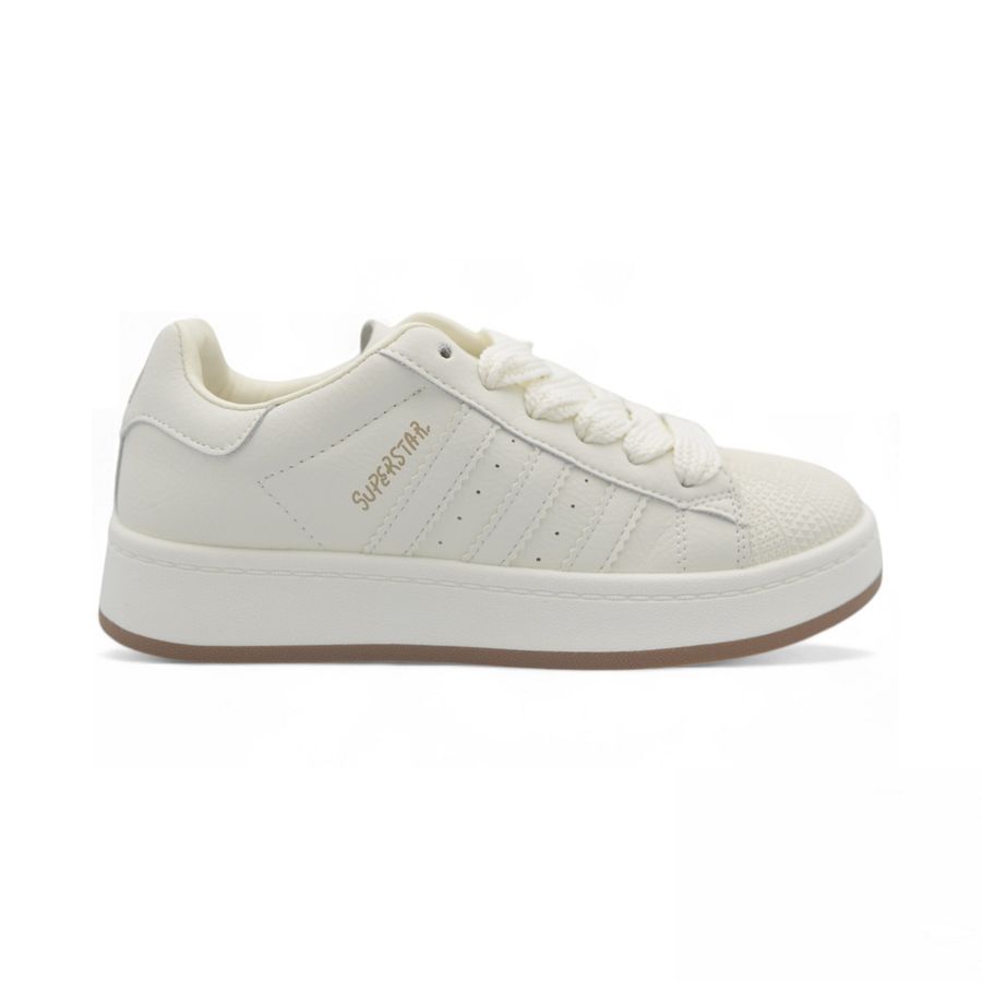 Giày thể thao nữ TGG Q009 Superstar Da Màu Trắng Size 39